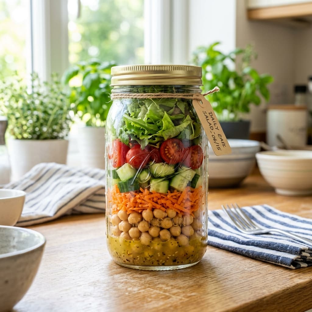 Salada no Pote com Grão-de-Bico